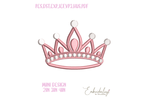 Download Mini Princess Crown Embroidery Design - Crown embroidery Collection