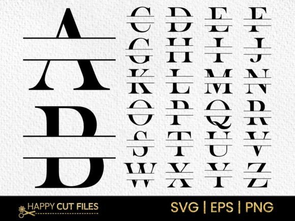 Download Split Letter Monogram SVG Font a-Z Png - Gram Collection