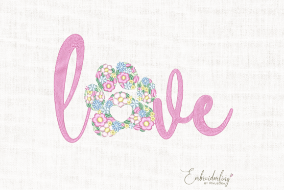 Download Floral Paw Print Love Embroidery Designs - Love embroidery Collection
