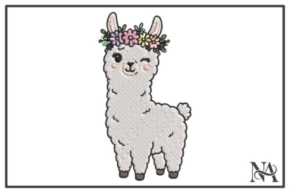 Download Winking Llama Flower Crown Embroidery - Crown embroidery Collection