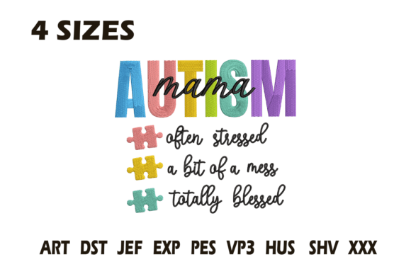 Download Autism Mama Embroidery Design Blessed - Premium Resources